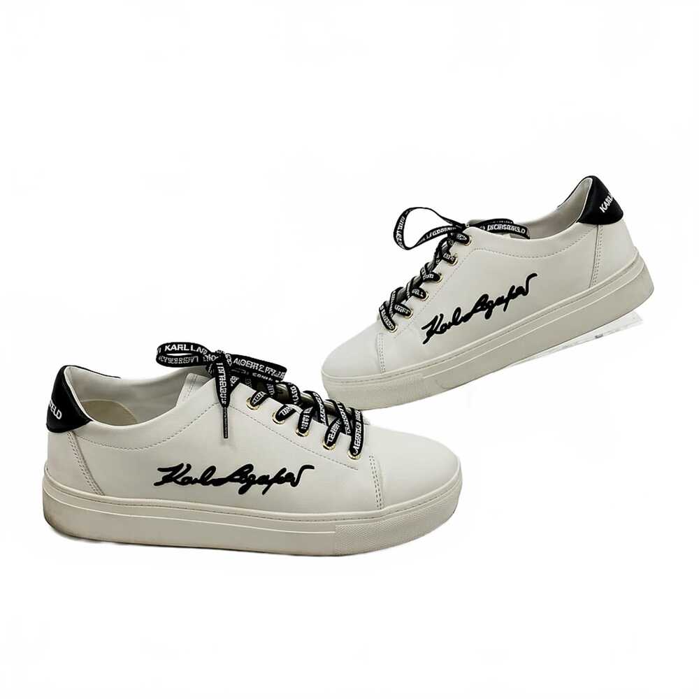 Karl Lagerfeld White/Black Faux Leather Sneakers | Women’s US 10